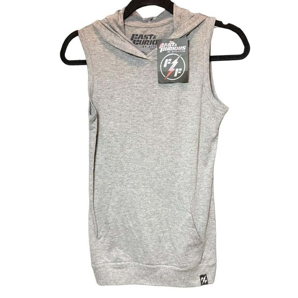 Fast & Furious by Affliction Sleeveless Hoodie Size XXS Gray